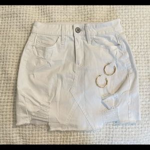 White Ripped Jean Skirt